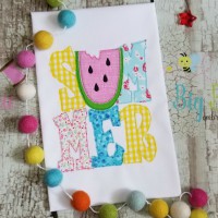 Summer with Watermelon Machine Applique Design